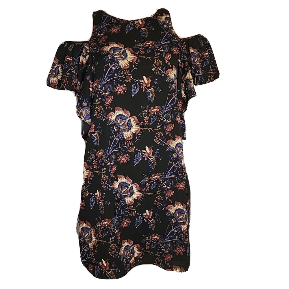 Free Press Clothing Dress Womens S Small Cold Shoulder Black Blue Purple Floral